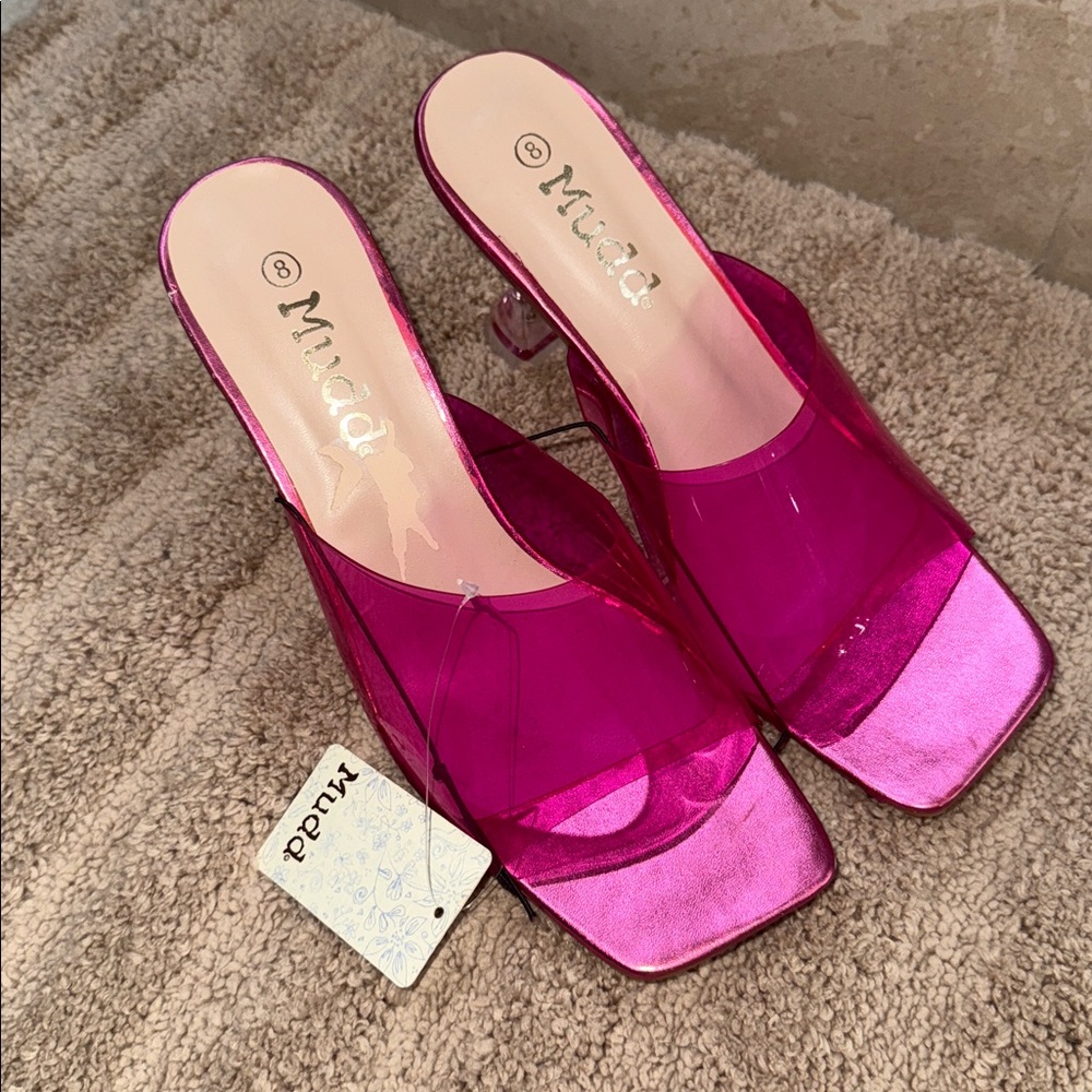 Mudd Fuchsia Transparent Heeled Sandals